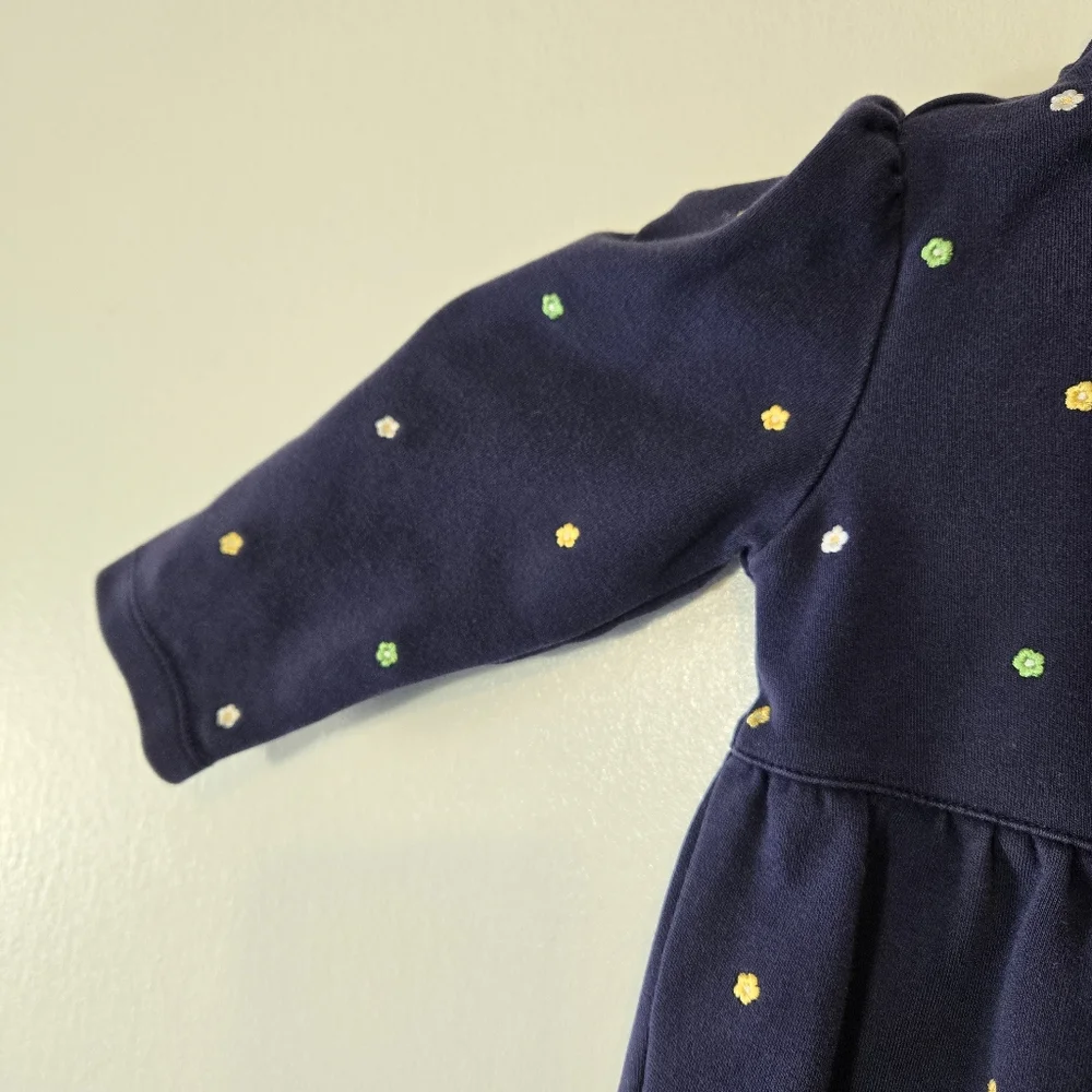 Vintage Gymboree Navy Blue Embroidered Ditsy Floral Jumpsuit Size 18-24 Months